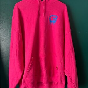 Cyclebar Pink Hoodie with Blue Logo